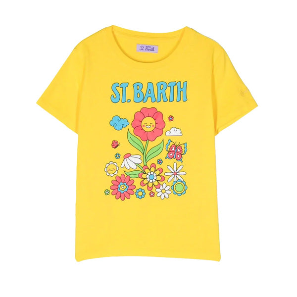 Girl Happy Lawn Print T-shirt