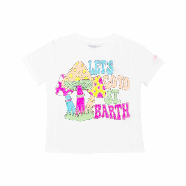 Girl Cotton T-shirt With Saint print