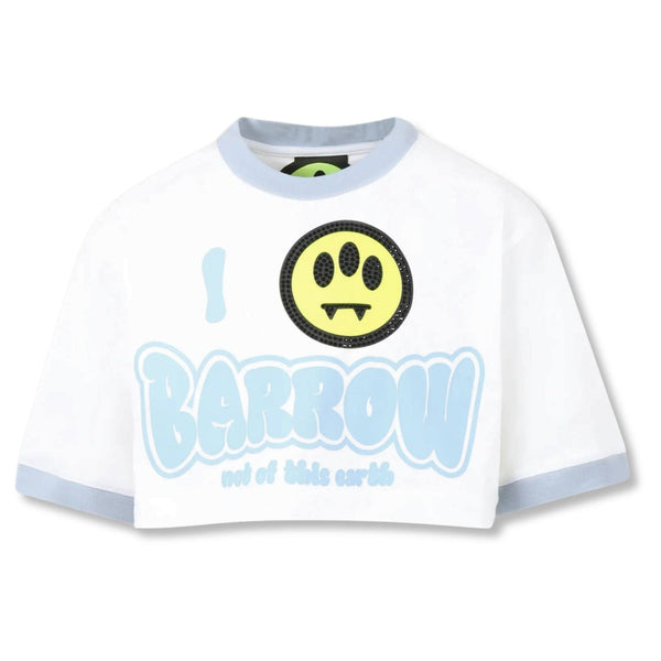 Girls White Logo-Print Cotton Top