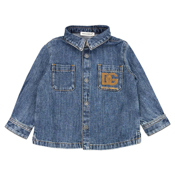 Baby Boys Denim Blue Toddler Button-Up Shirt