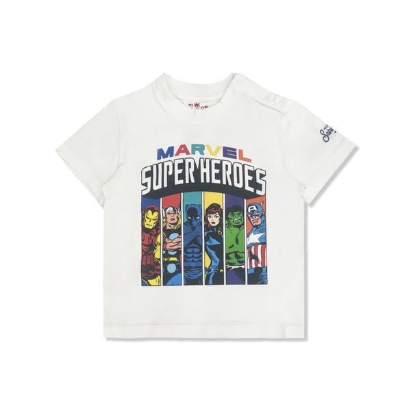 Boys White Marvel Heroes Print T-Shirt