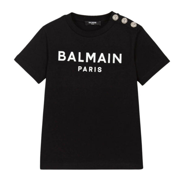 Unisex Black Balmain Paris Cotton T-Shirt