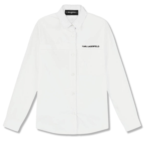 Boys White Logo-Print Cotton Shirt