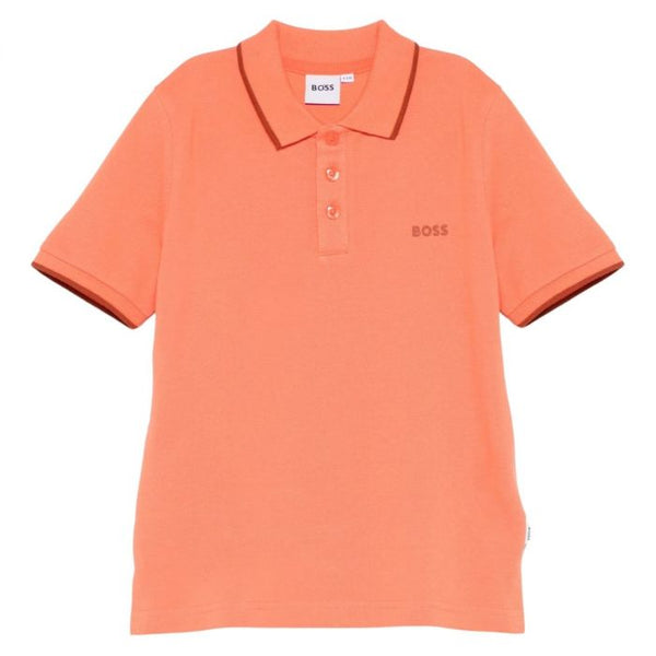 Boys Orange Logo-Print Polo T-Shirt