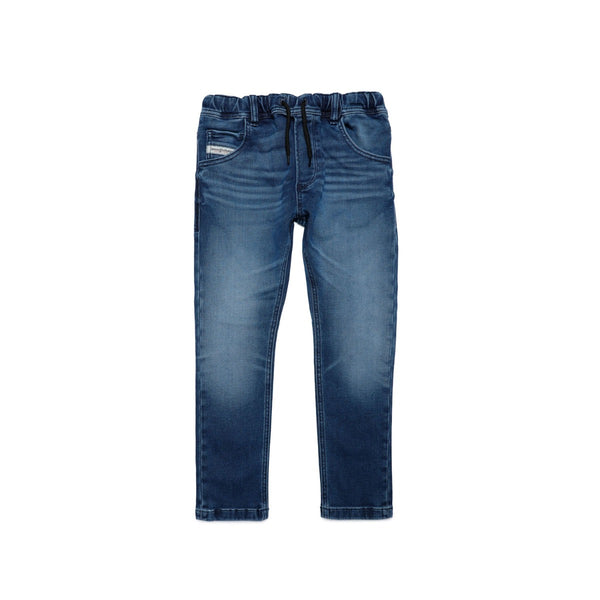 Boys Denim Blue Drawstring-Waist Jeans