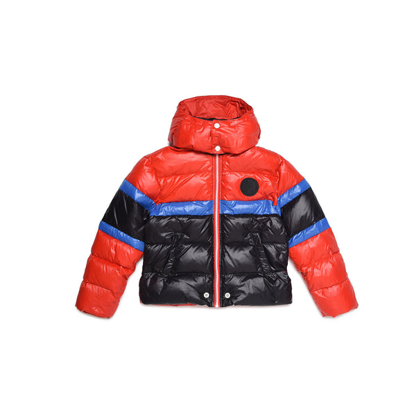 Hooded Puffer Jacket In Colour-Block