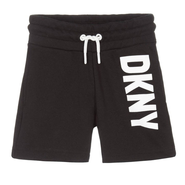 Unisex Black Cotton Logo Shorts