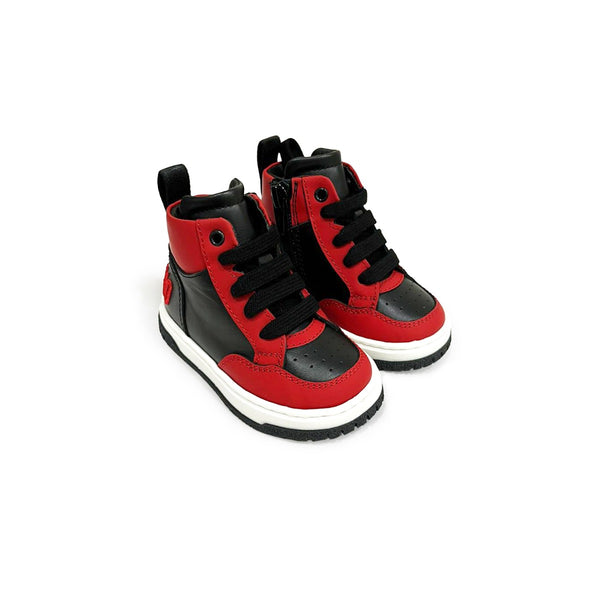 Kids Red Logo-Patch Ankle Sneakers