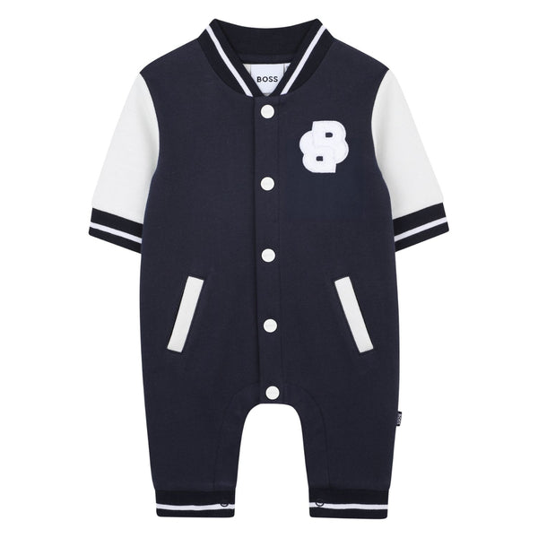 Baby Boys Navy Blue Varsity Romper