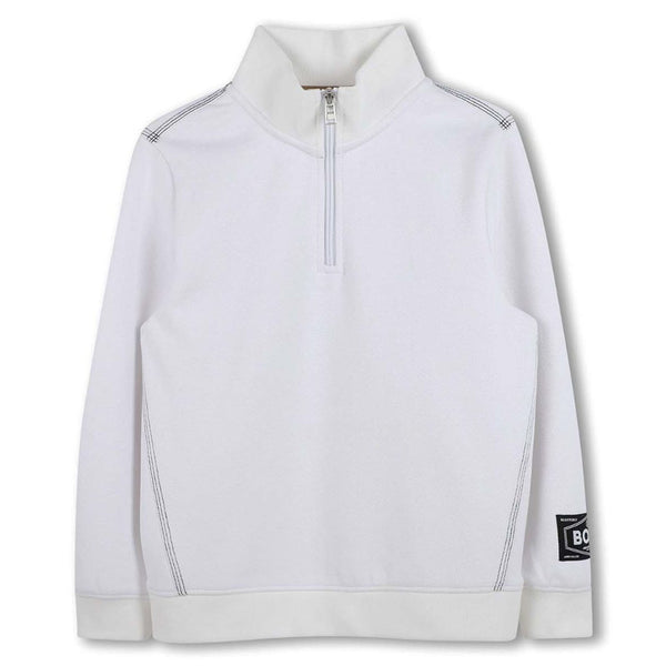 Boys White High-Collar Sweatshirt