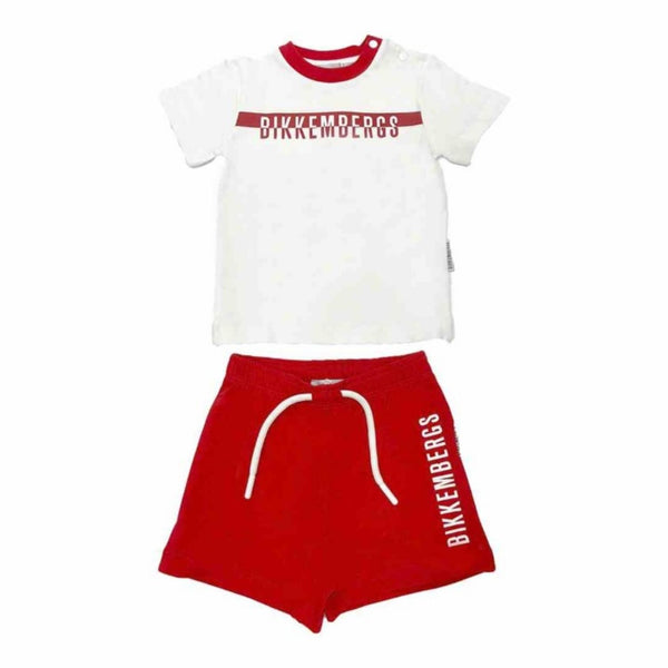 Baby Kids Red & White Cotton Short Set