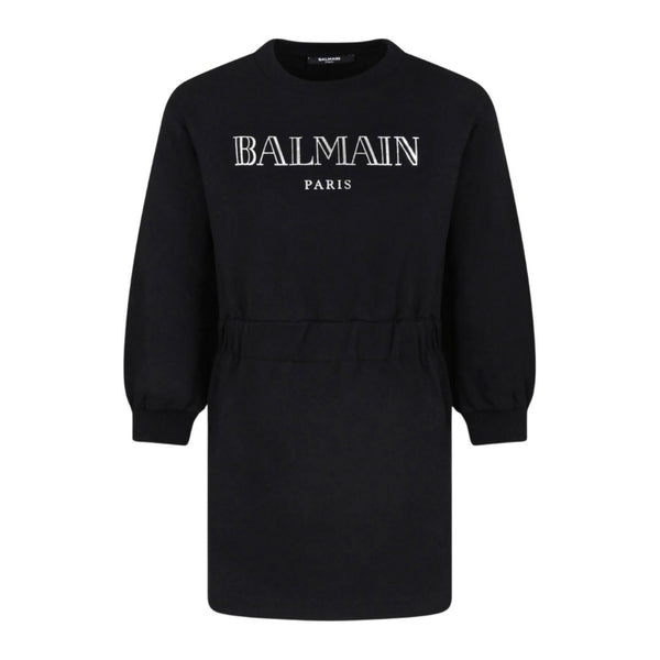 Girls Black Logo-Embroidered Sweatshirt Dress