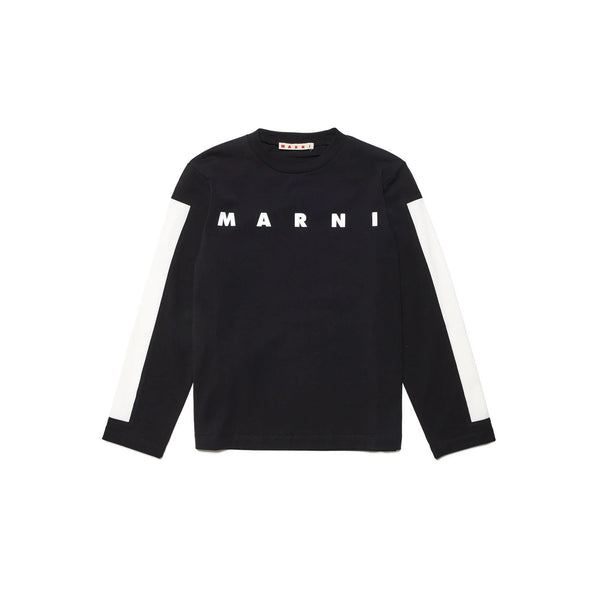 Girls Black Logo Print Full Sleeves T-Shirt