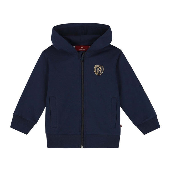 Baby Boys Navy Logo Zip Up Hoodie