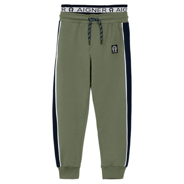 Boys Green Stretch Logo Joggers