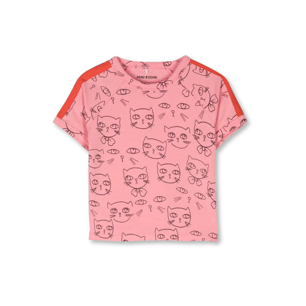 Girls Pink Organic Cotton Cat T-Shirt