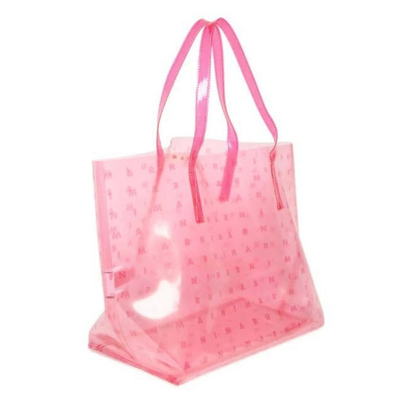 Girls Pink Logo Allover Transparent Hand Bag