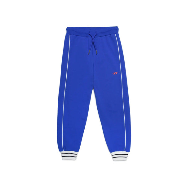 Boys Blue Trouser in Fleece with Striped Elastic Band