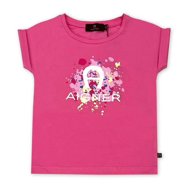 Girls Pink Logo-Print Cotton T-shirt