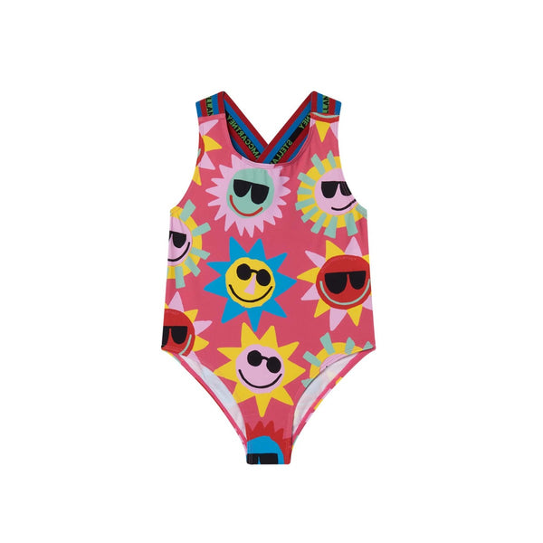 Girls Pink Sun-Print Swimsuit