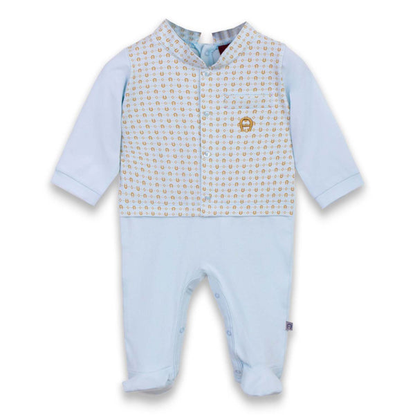 Baby Boys Blue Cotton Babysuit
