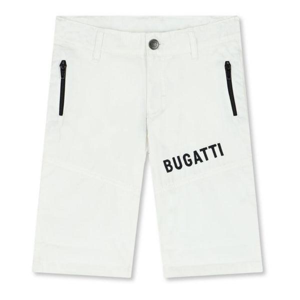 Boys White Embroidered Logo Shorts