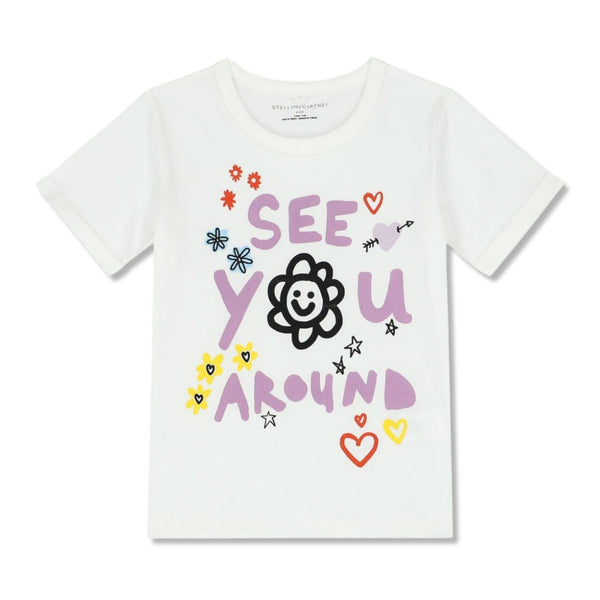 Girls White Slogan T-Shirt