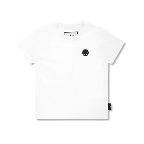 Unisex White Logo-Patch Cotton T-Shirt