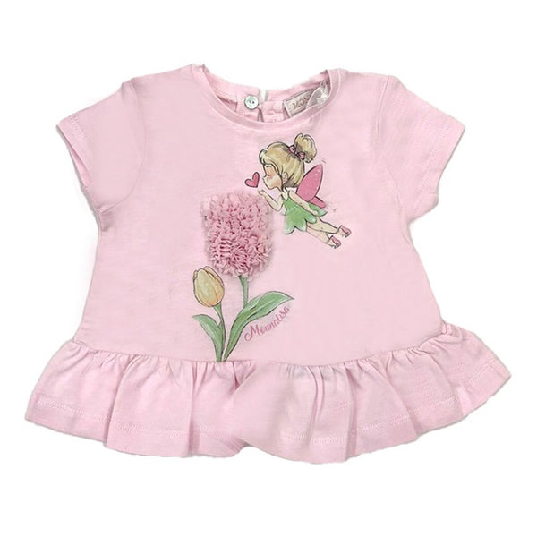 Girls Pink Fairy Print Peplum T-Shirt