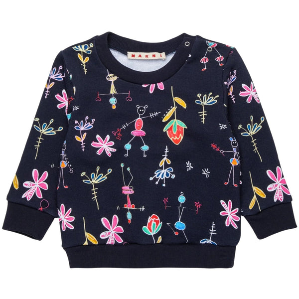 Baby Girl Blue Floral-Print Sweatshirts
