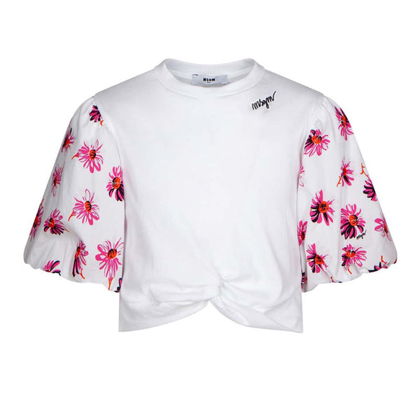 Girls White & Pink Crop Top