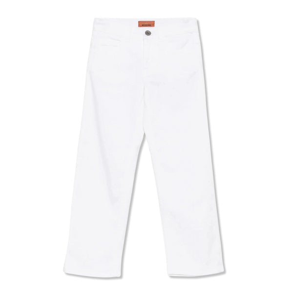 Girls White Wide-Leg Jeans