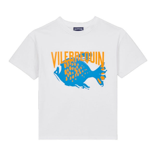 Boys White VBQ Fish Print T-Shirt
