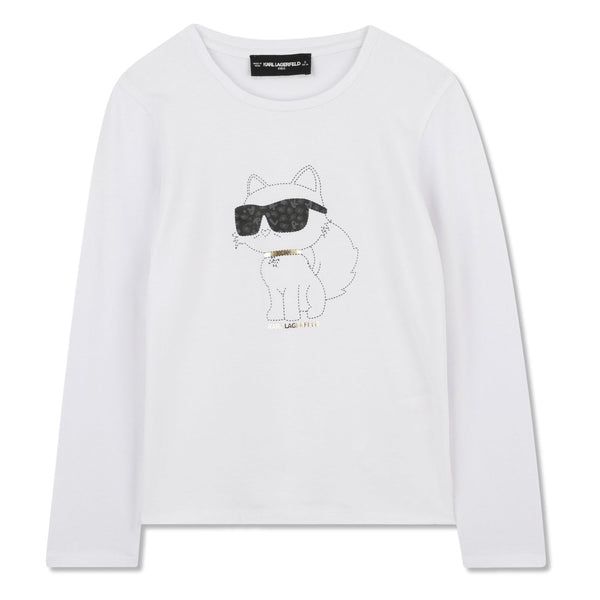 Girls White Graphic-Print T-Shirts