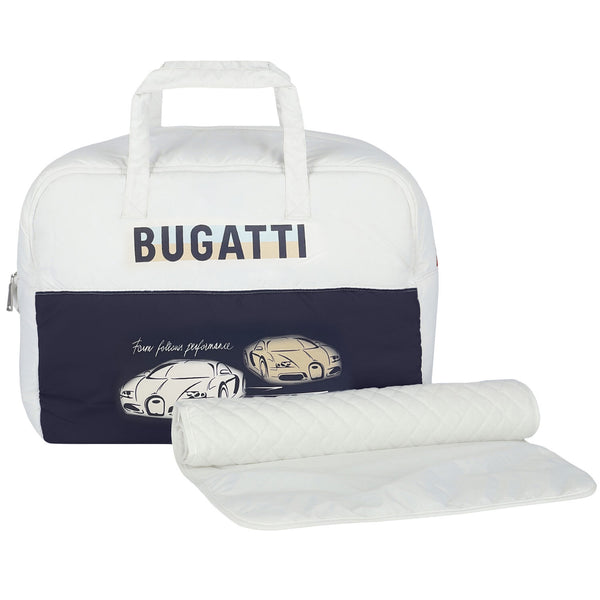 Baby Boys White & Blue Car-Print Changing Bag