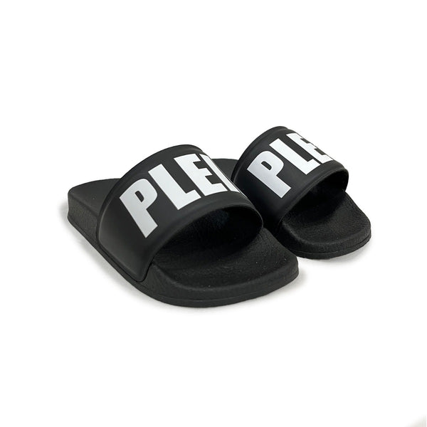 Unisex Black Plein-Print Slider