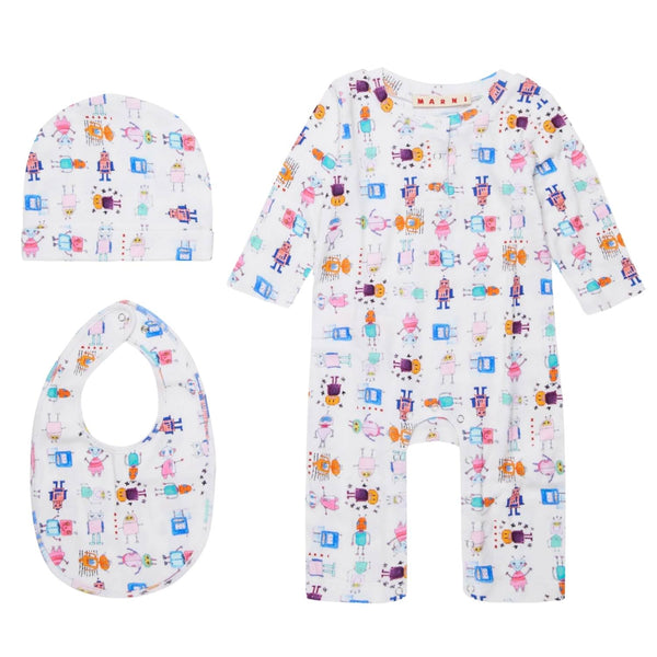 Baby Unisex White Graphic-Print Romper (Set of 3)
