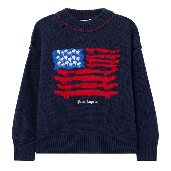 Boys Blue Logo-Print Knitted Sweashirts