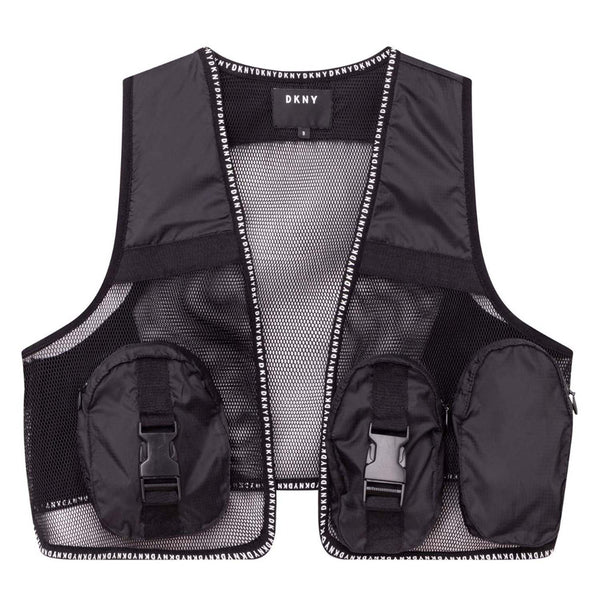Girls Black Utility Waistcoat