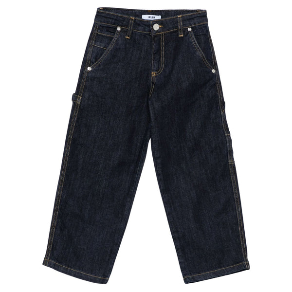 Boys Blue Waist Logo-Print Denim Jeans