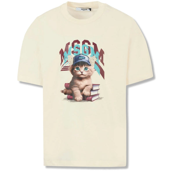 Girls Cream Graphic-Print T-Shirt