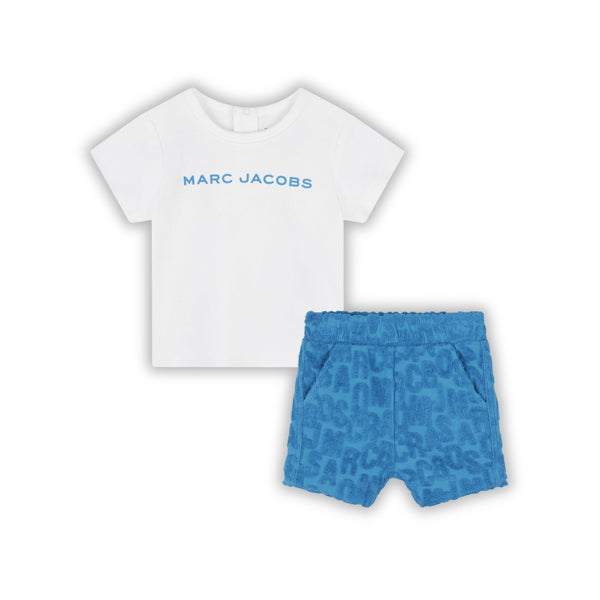 Baby Boys Ivory & Blue Cotton Shorts Set