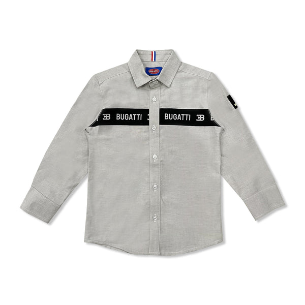 Boys Grey Logo-Stripe Shirt