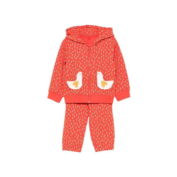 Baby Girls Red Floral-Print Tracksuit