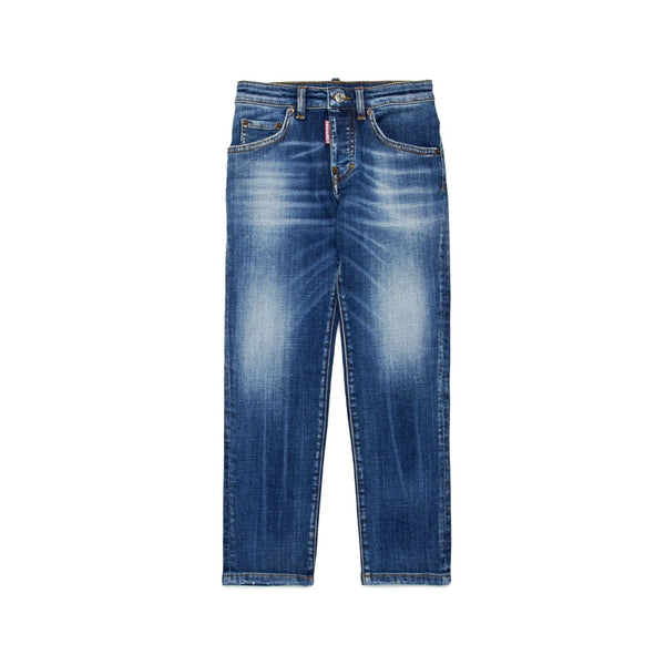 Unisex Denim Blue Mid-Faded Straight Jeans