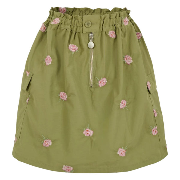 Girls Green Floral-Print Skirts