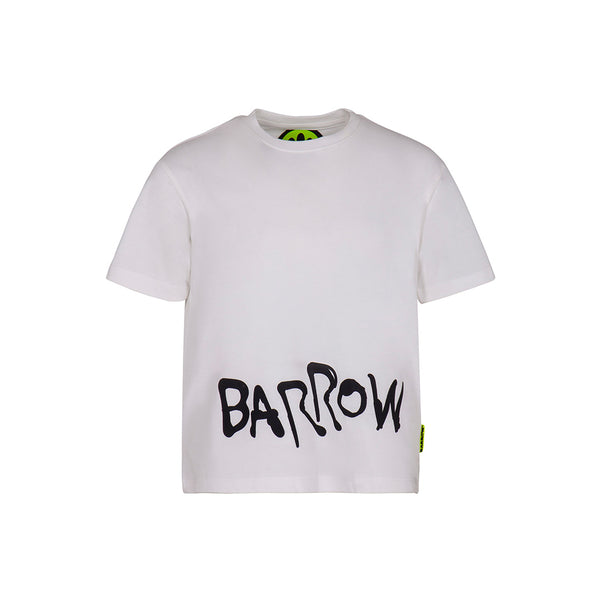 Kids White Cotton Logo Print T-Shirt