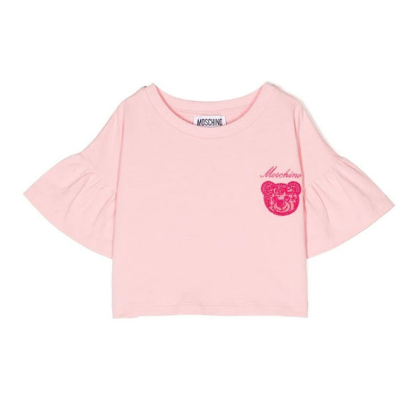 Girls Pink Ruffle Sleeve Top