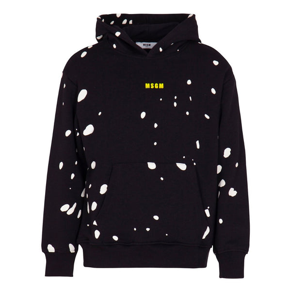 Boys Black Cotton Spotted Hoodie