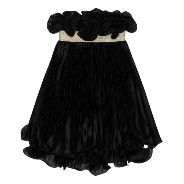 Girls Black Satin Pleated Skirt